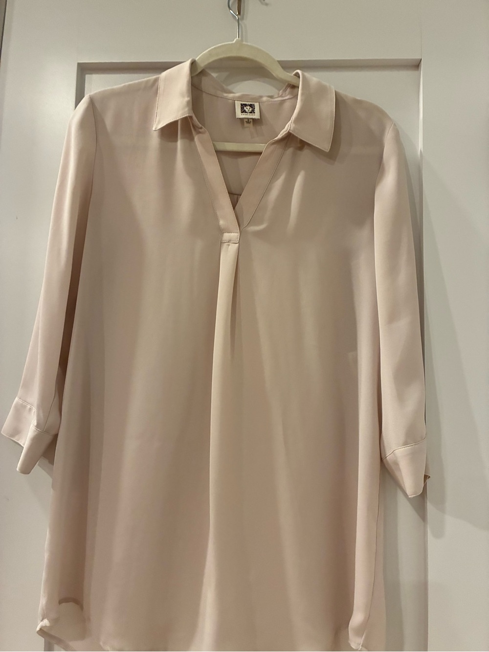 Anne Klein Blush Collared V-Neck Tunic Top